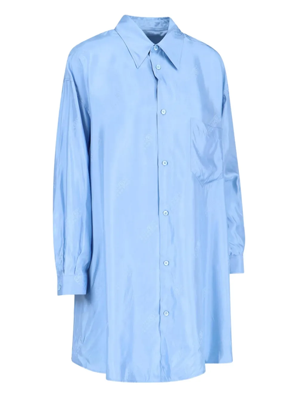 Mm6 Maison Margiela Logo-pattern Shirt Dress In Blue