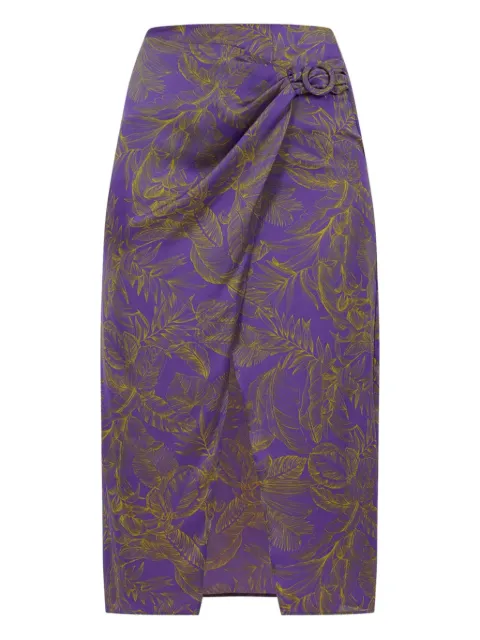 SIMONA CORSELLINI floral-print belted midi skirt