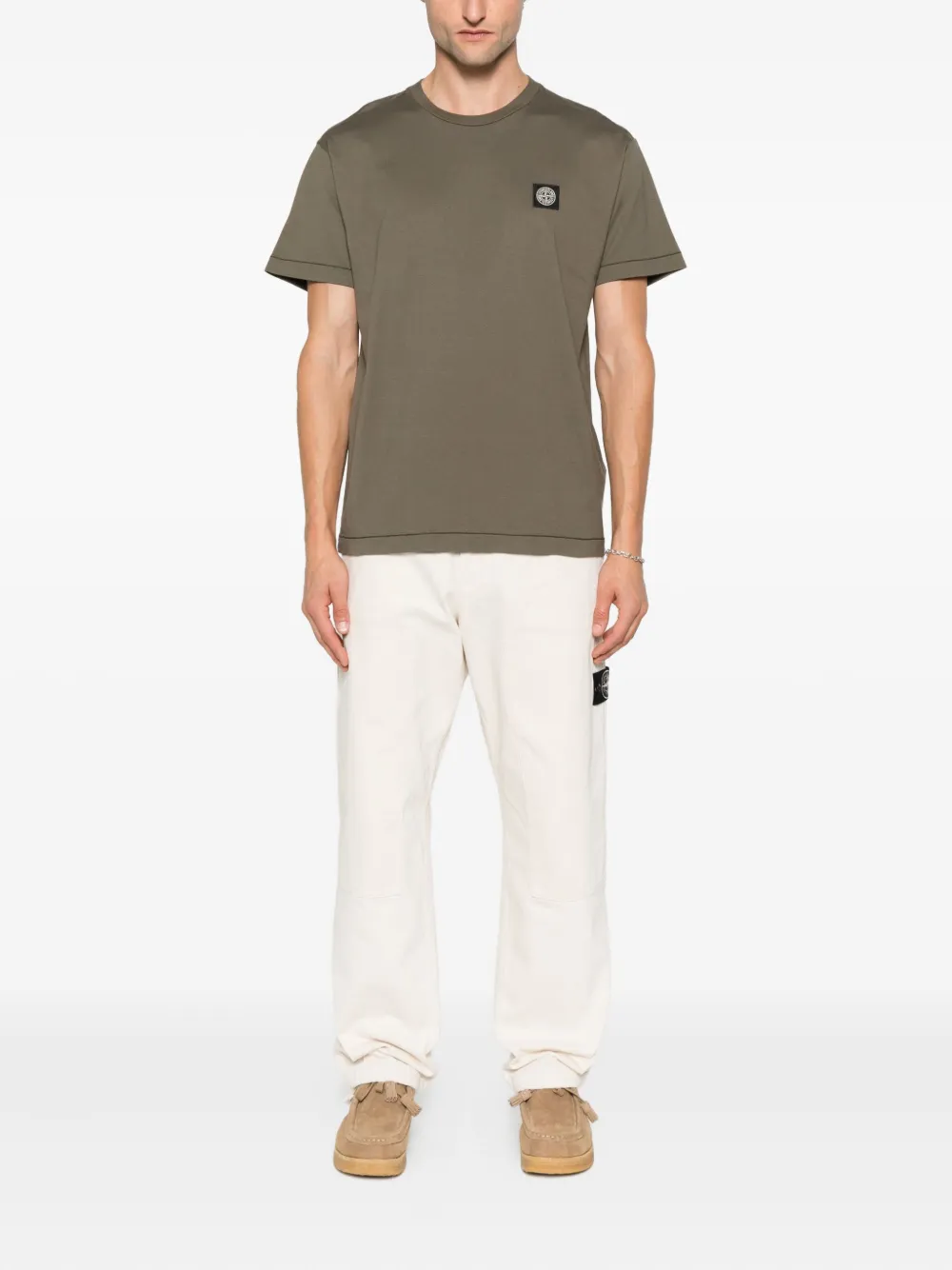 Stone Island T-shirt met Compass-logopatch Groen