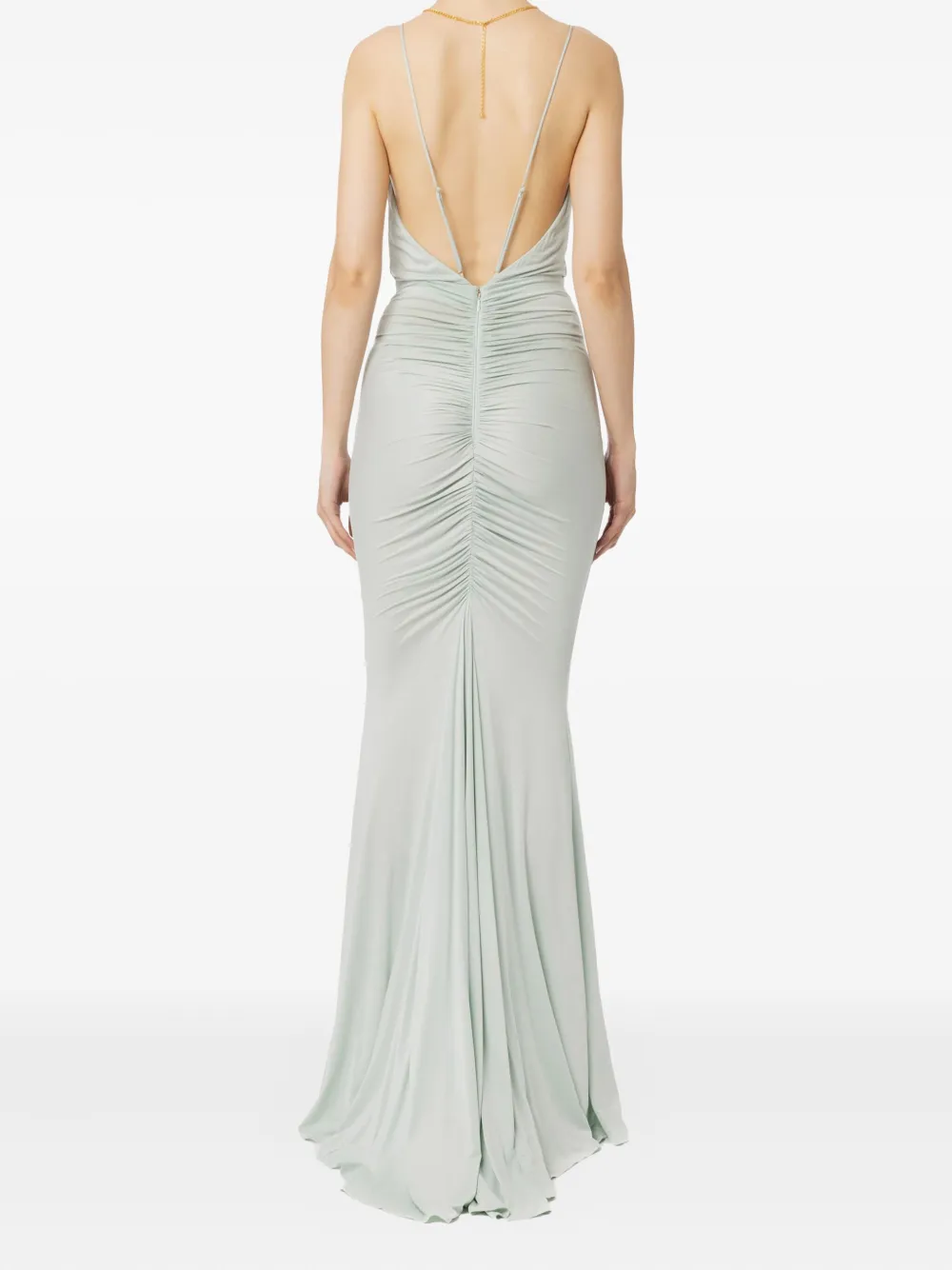 Elisabetta Franchi cowl-neck ruched dress Grijs