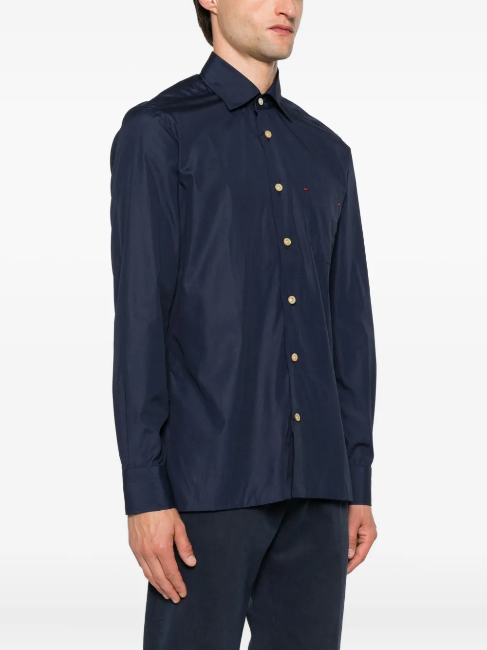 Kiton Overhemd met zak en knoopsluiting Blauw