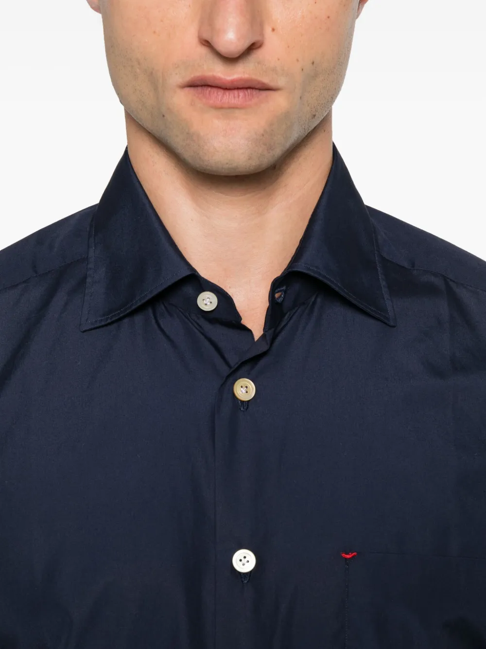Kiton Overhemd met zak en knoopsluiting Blauw