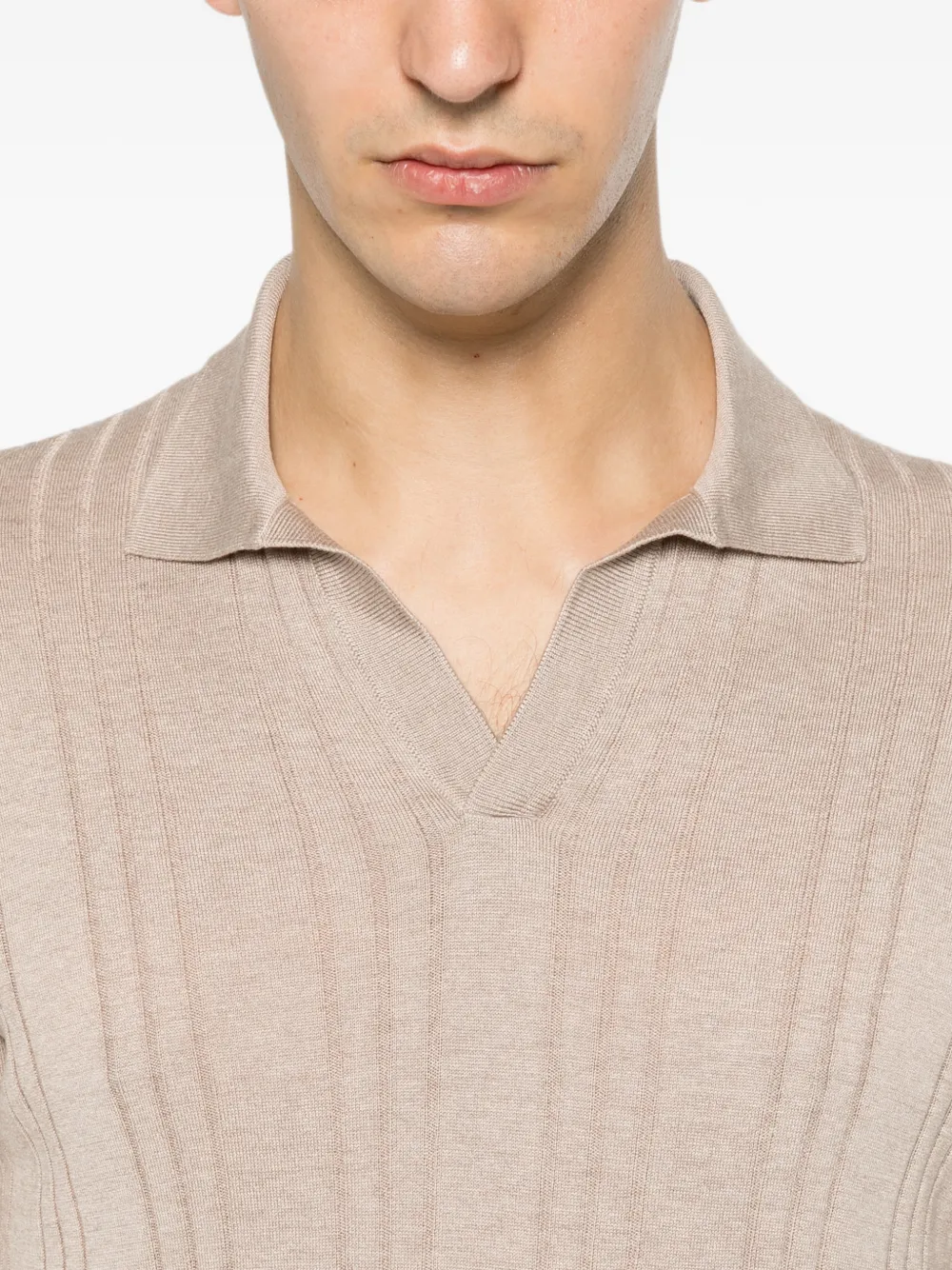 Tagliatore Pavel ribgebreid T-shirt Beige