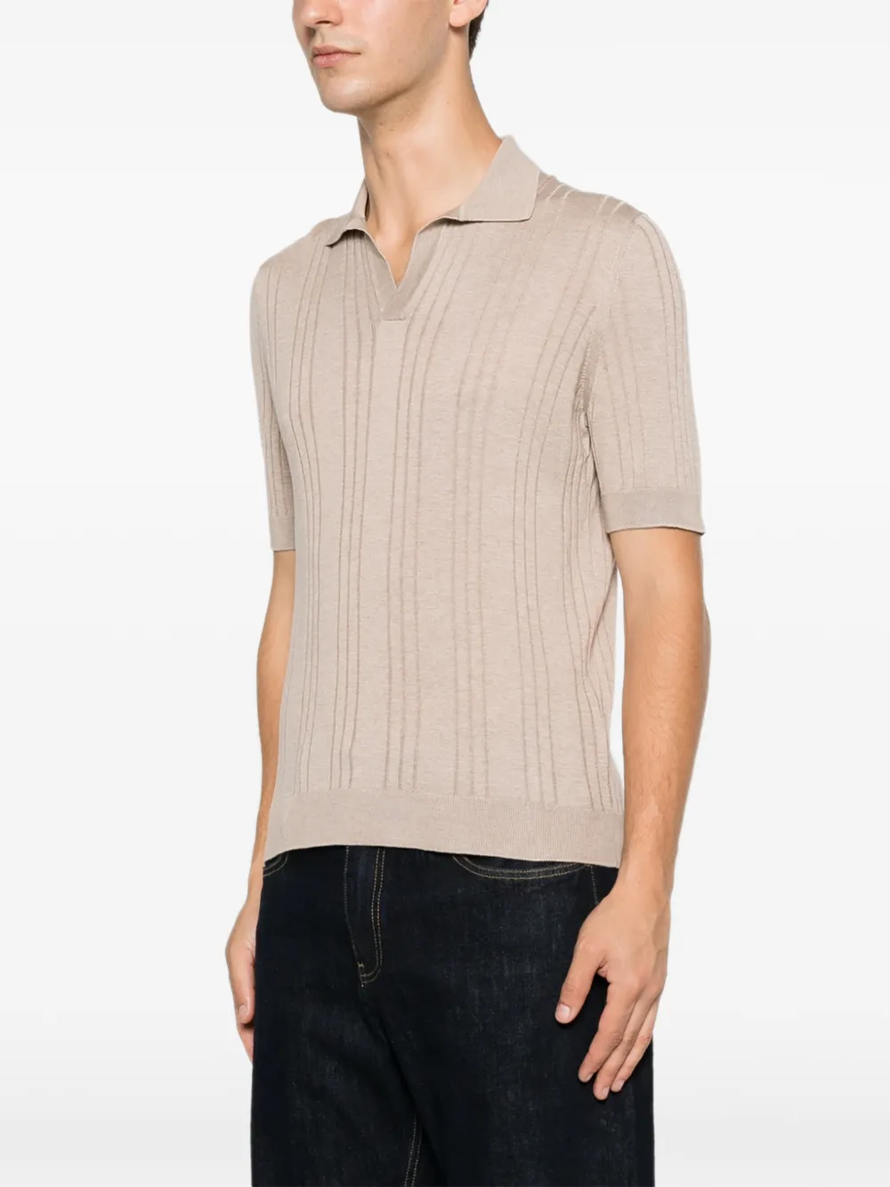 Tagliatore Pavel ribgebreid T-shirt Beige