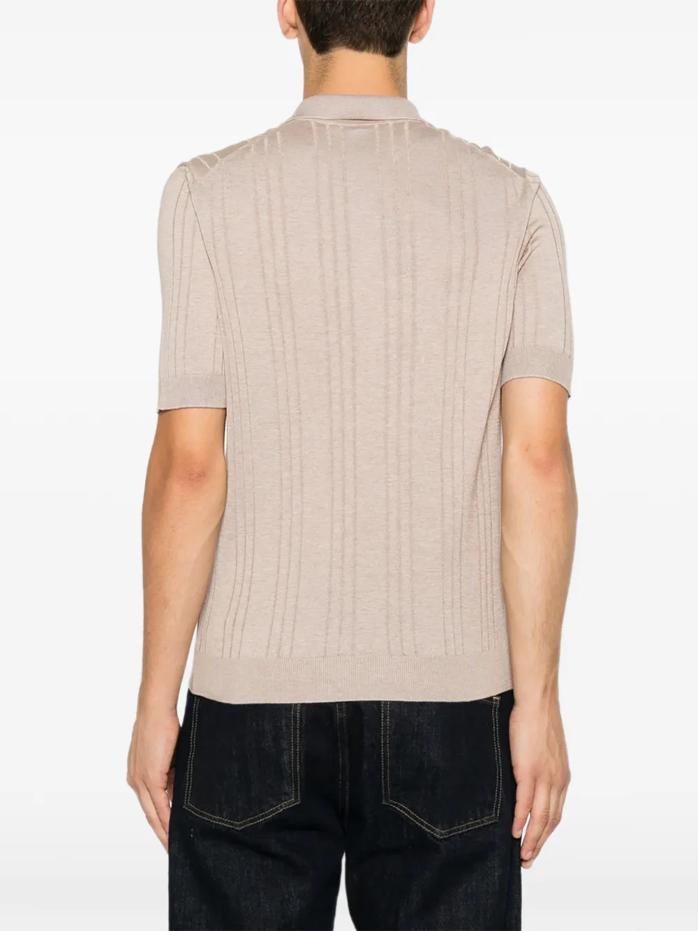 Tagliatore Pavel ribgebreid T-shirt Beige