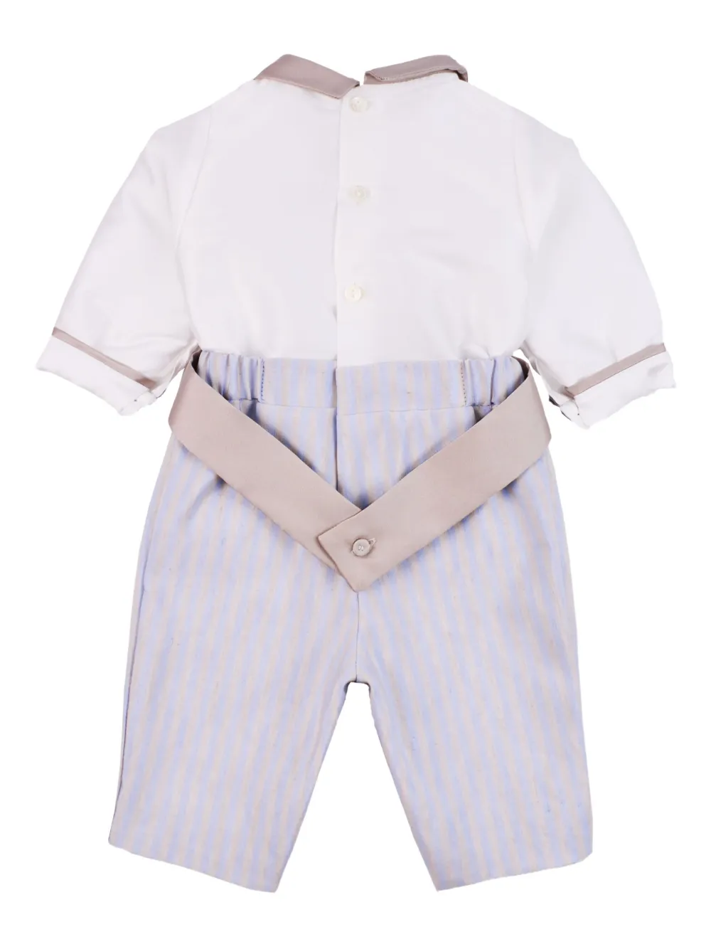 La Stupenderia striped-panel collared romper Light and natural