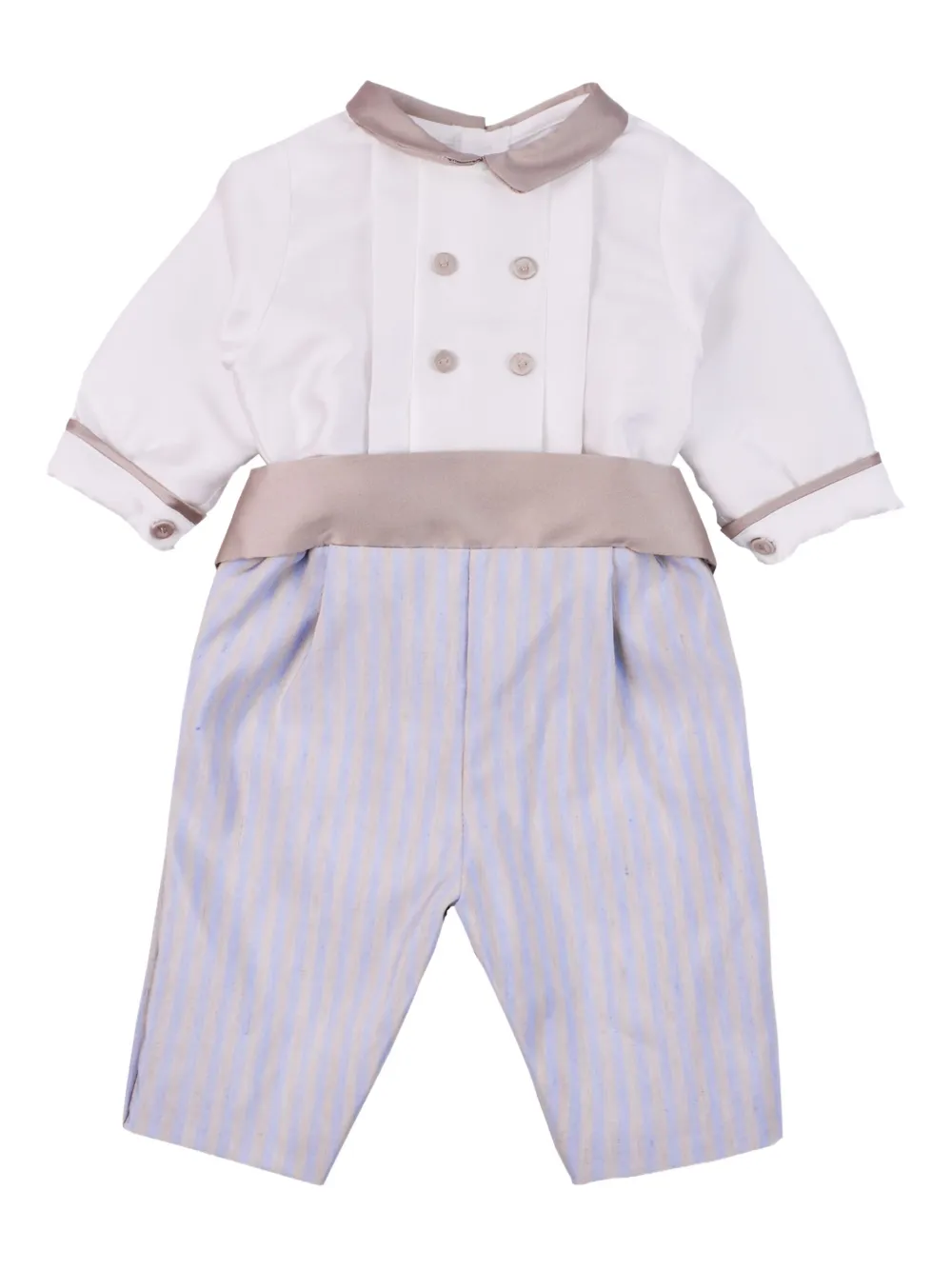 La Stupenderia striped-panel collared romper Light and natural