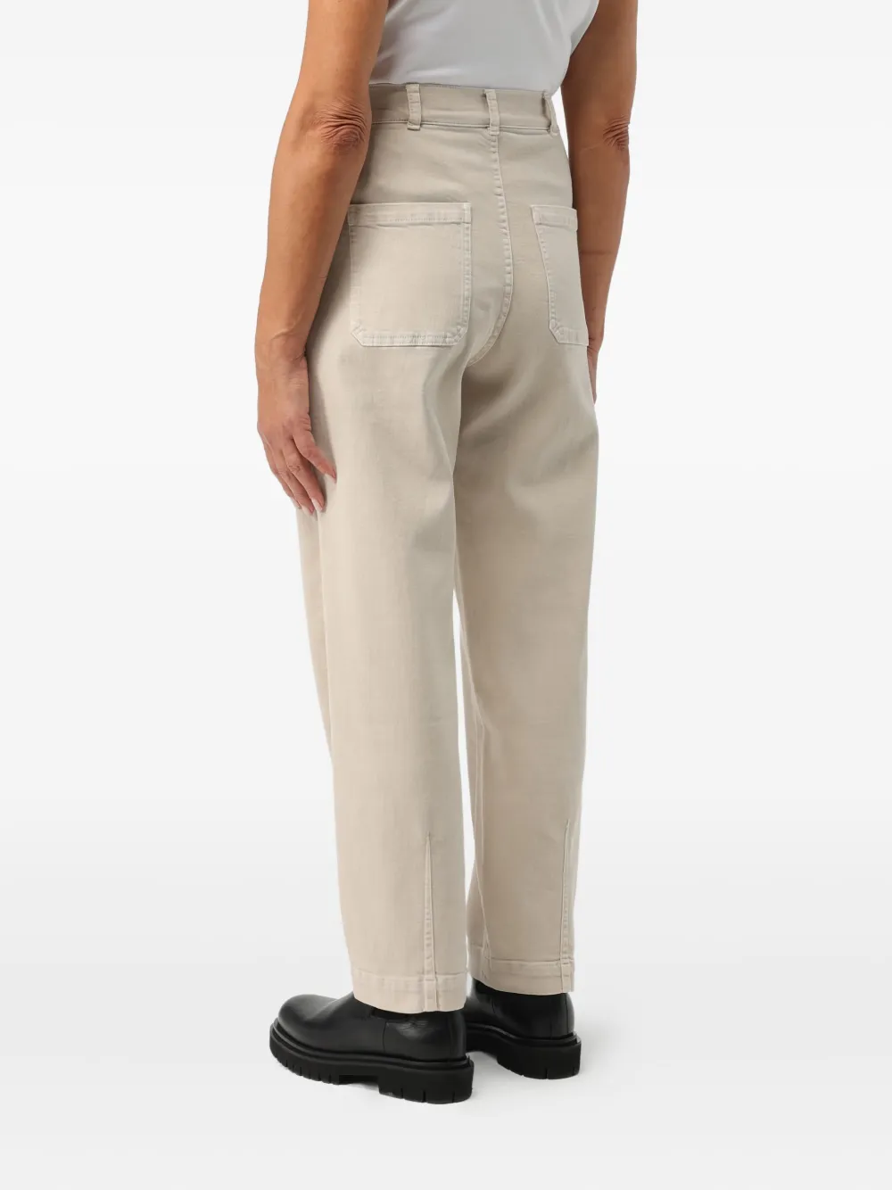 Eleventy High waist broek met opgestikte zak Beige