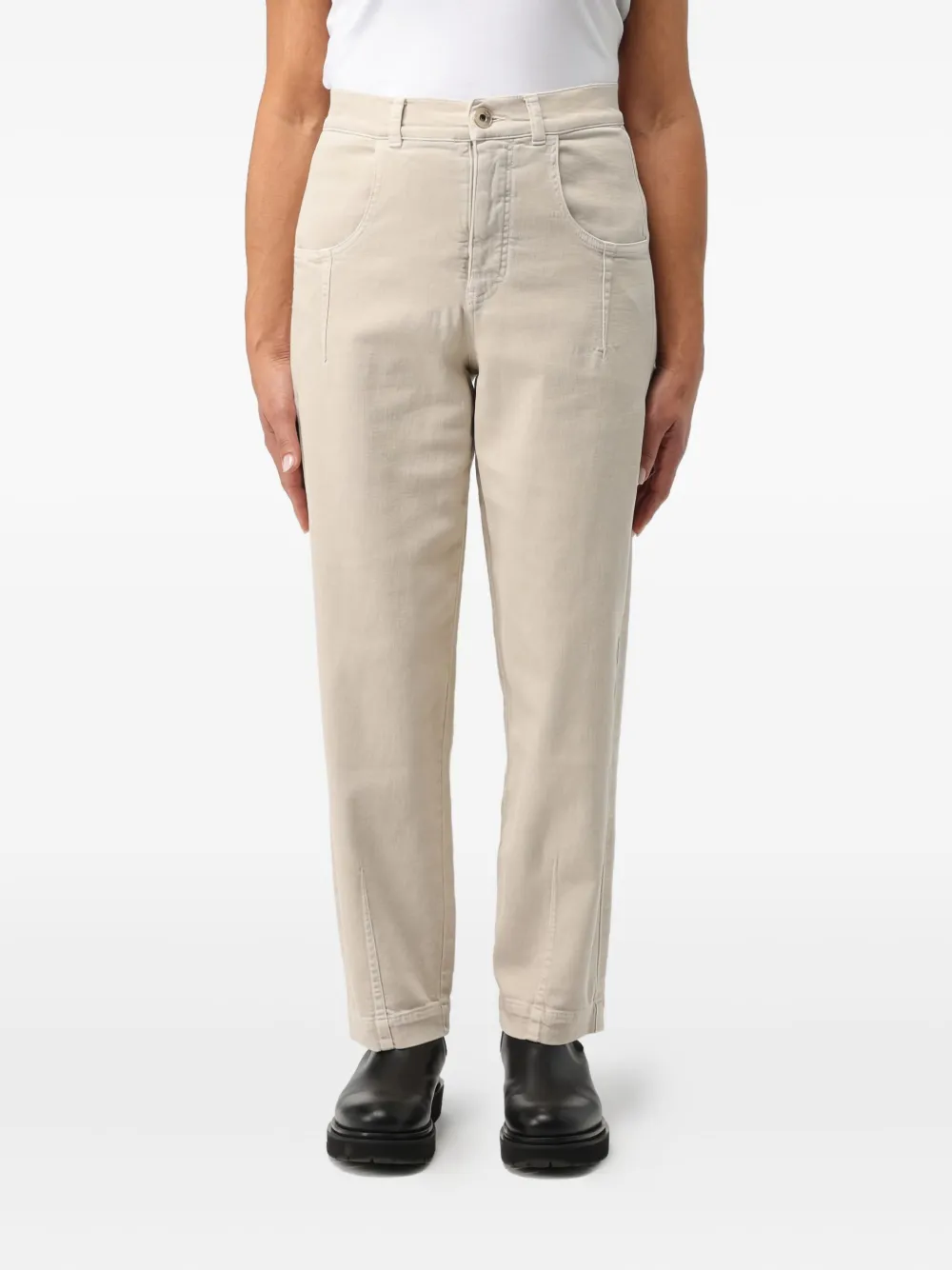 Eleventy high-waisted patch-pocket trousers Beige