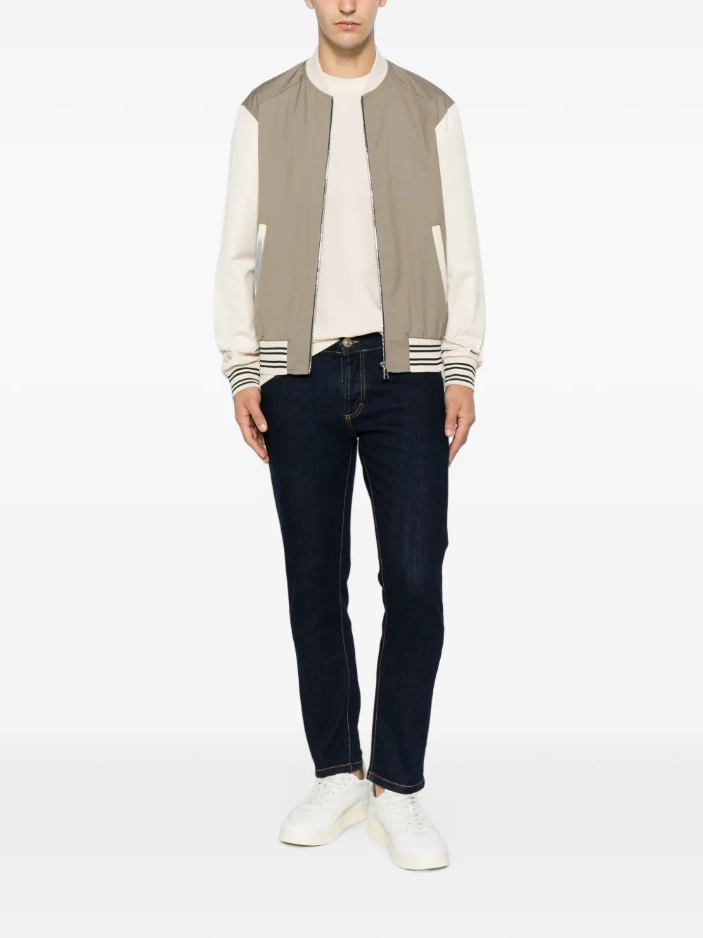 YES LONDON Slim-fit jeans met logoplakkaat Blauw