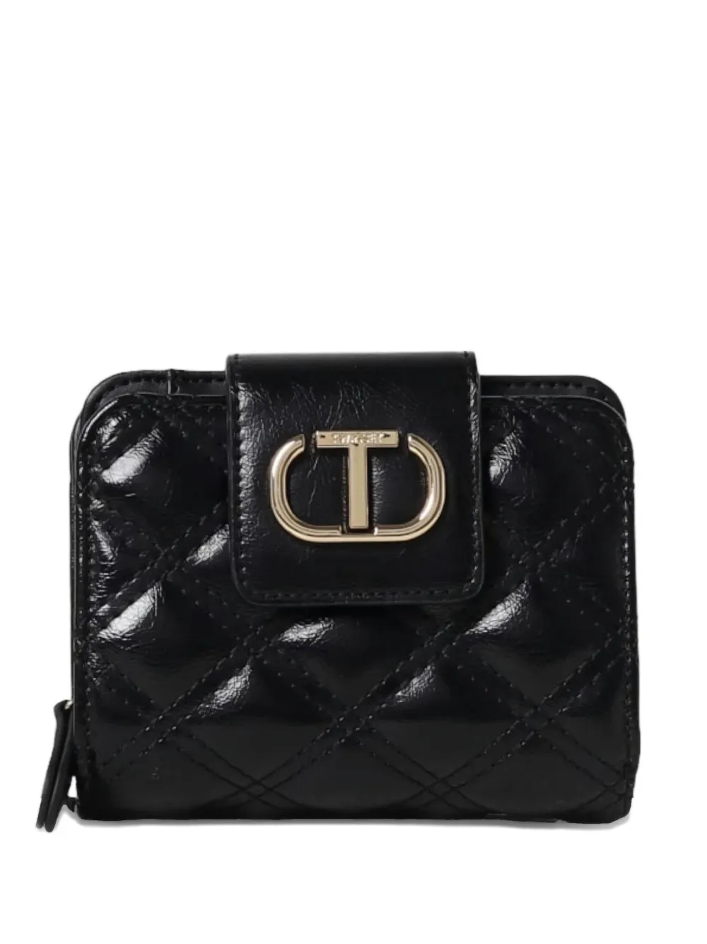 Twinset Quilted Logo-plaque Wallet In Black