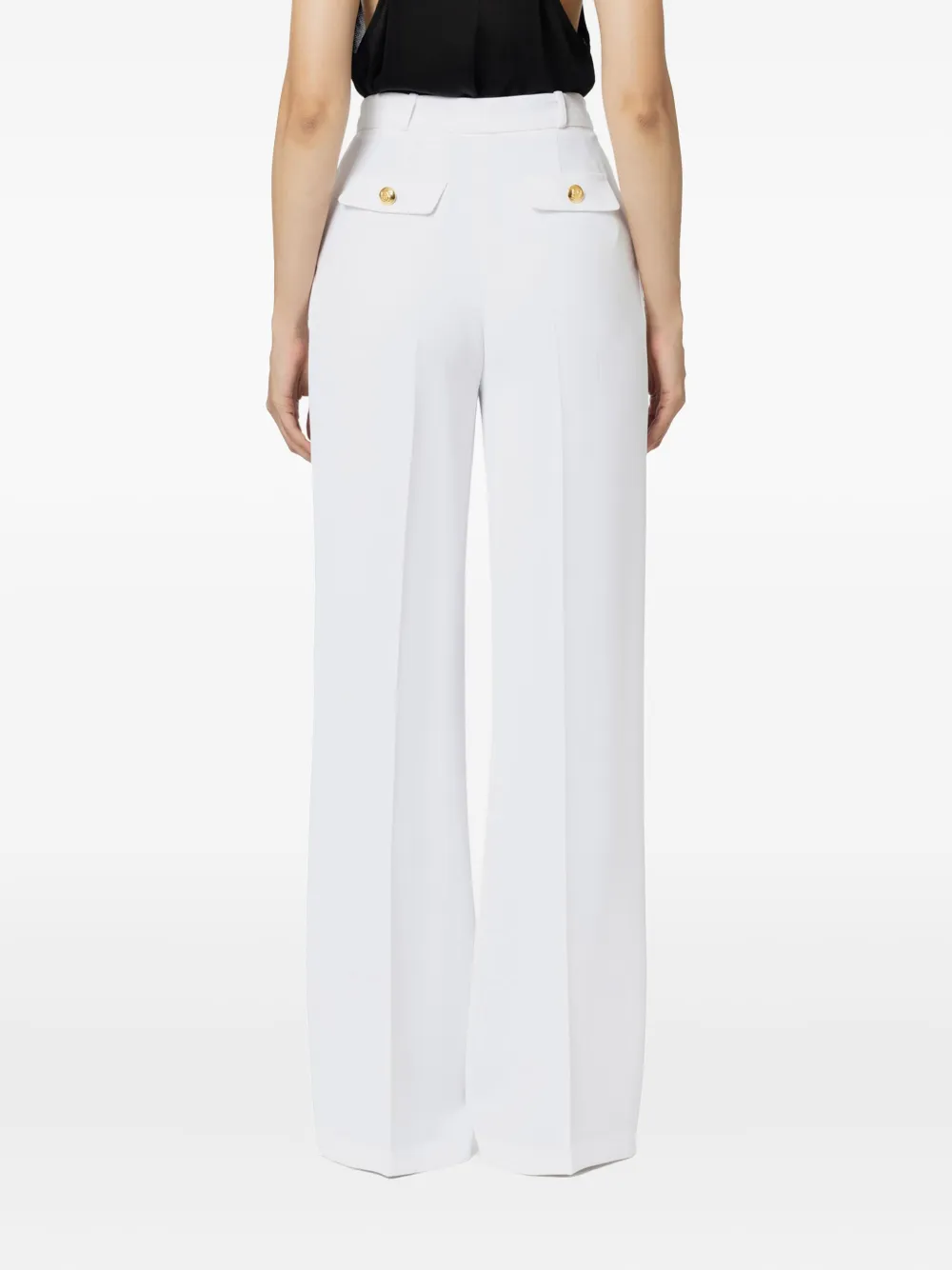 Elisabetta Franchi pleated gold-button trousers Wit