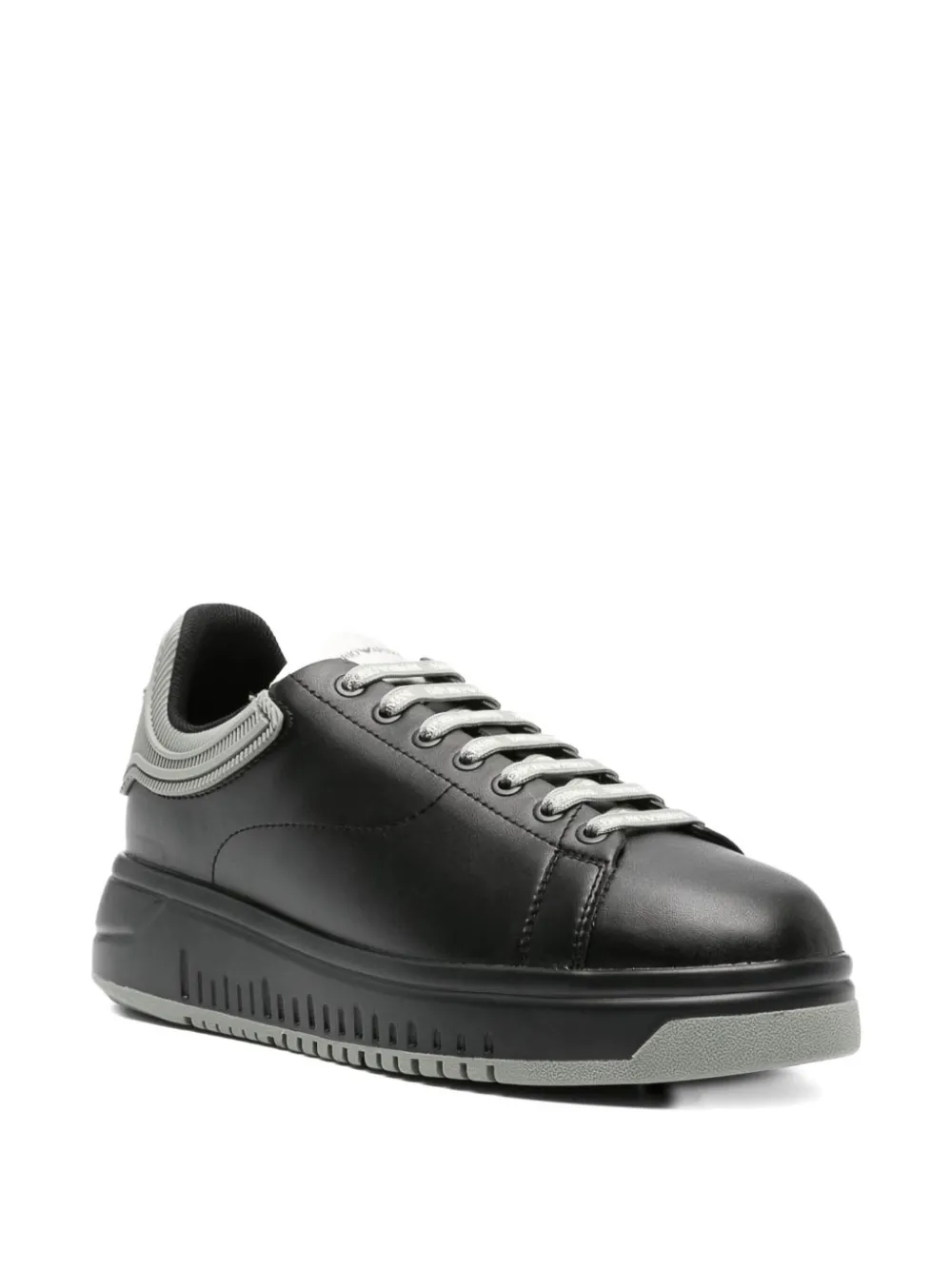 Emporio Armani two-tone leather sneakers Black