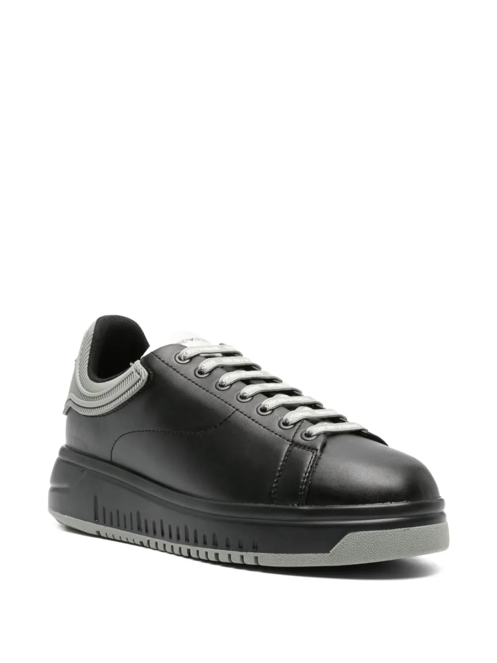 Emporio Armani two-tone leather sneakers Black