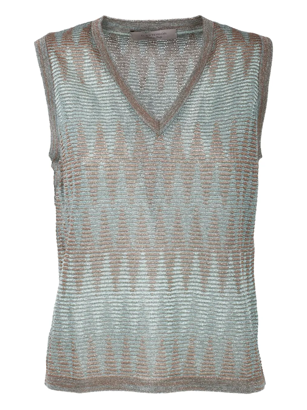 D.Exterior chevron-pattern sleeveless top | Green | Image 1