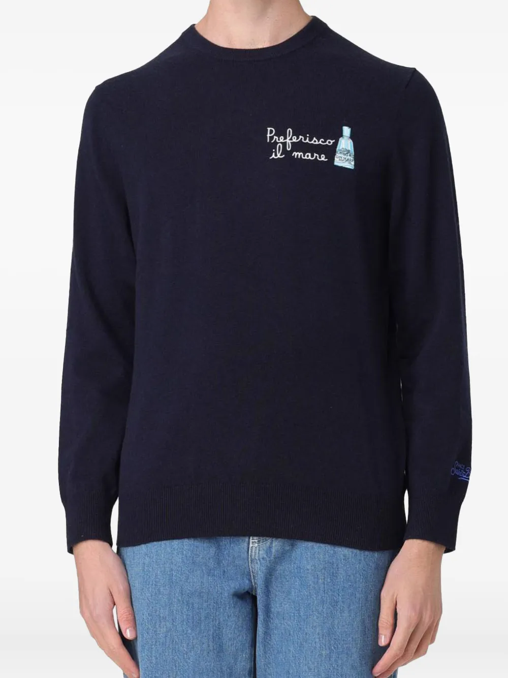 MC2 Saint Barth Trui met geborduurde fles Blauw