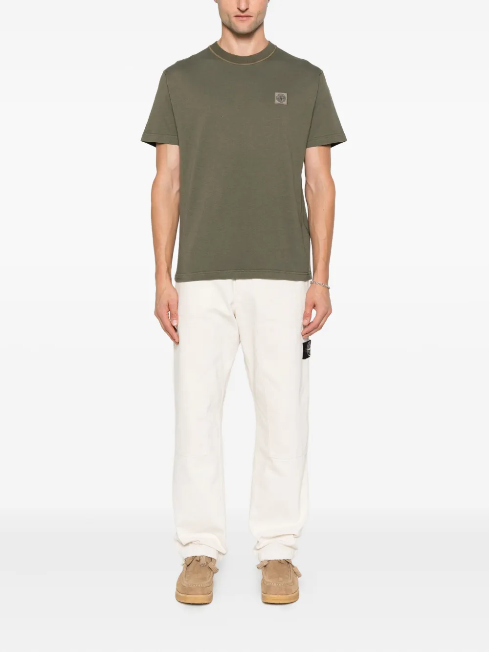 Stone Island T-shirt met Compass-logopatch Groen