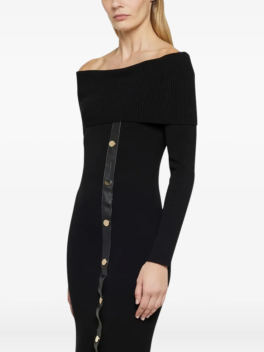 SIMONA CORSELLINI Off-shoulder mini-jurk met knoopdetail Zwart