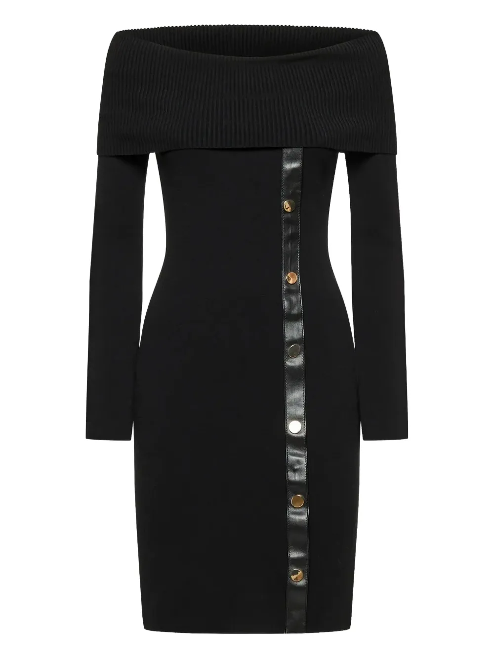 SIMONA CORSELLINI Off-shoulder mini-jurk met knoopdetail Zwart