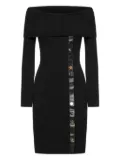 SIMONA CORSELLINI off-shoulder button-detail mini dress - Black