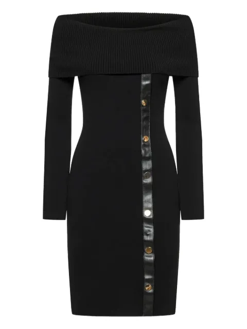 SIMONA CORSELLINI off-shoulder button-detail mini dress