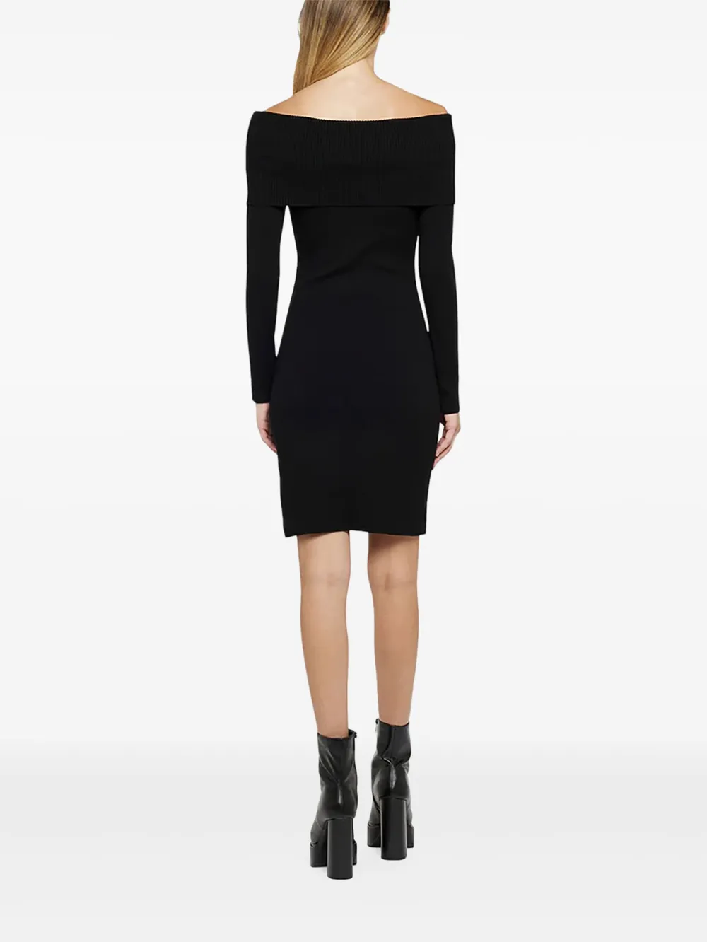 SIMONA CORSELLINI Off-shoulder mini-jurk met knoopdetail Zwart