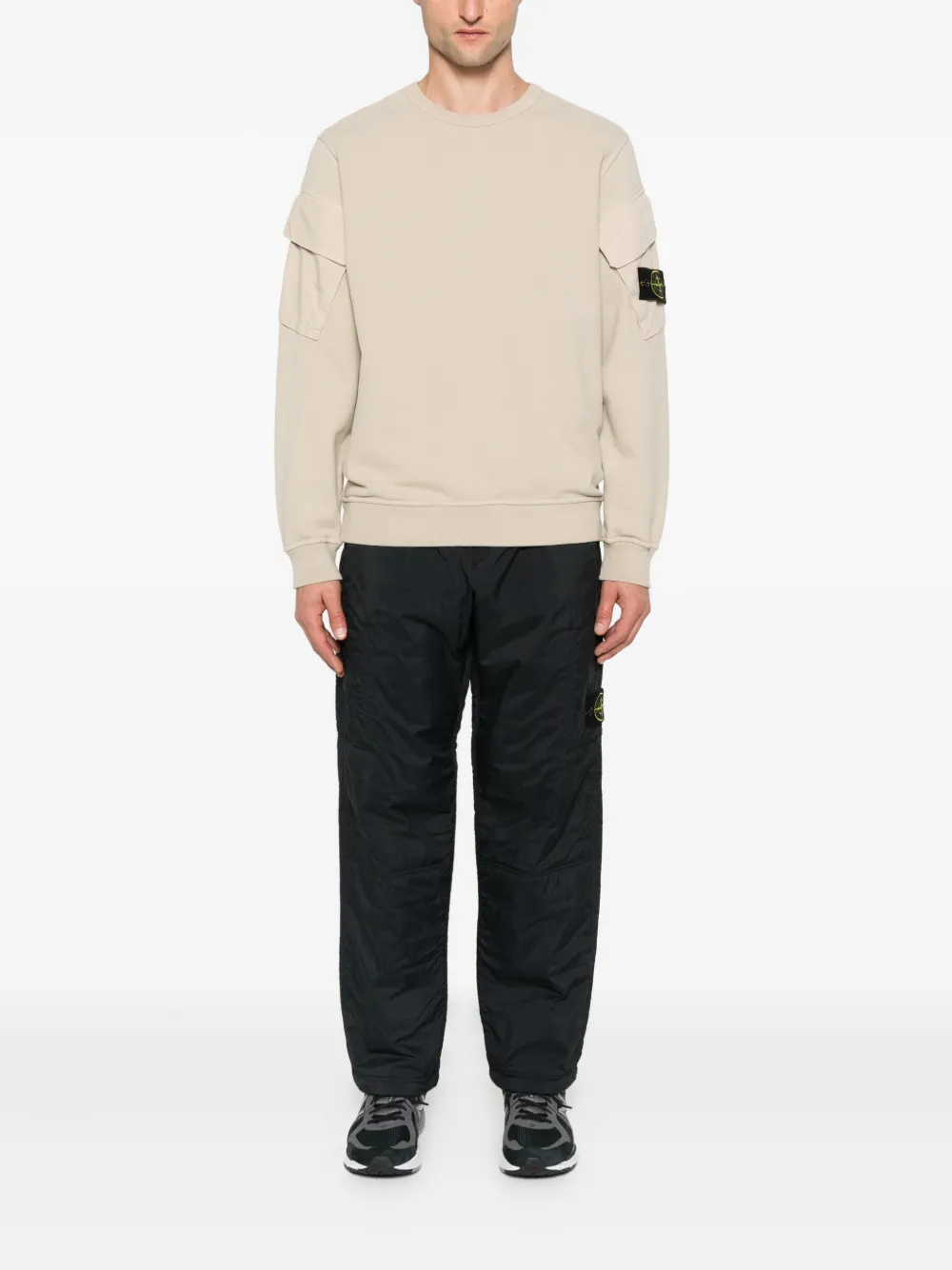 Stone Island Katoenen sweater met Compass-logopatch Beige
