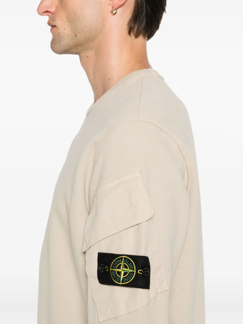 Stone Island Katoenen sweater met Compass-logopatch Beige