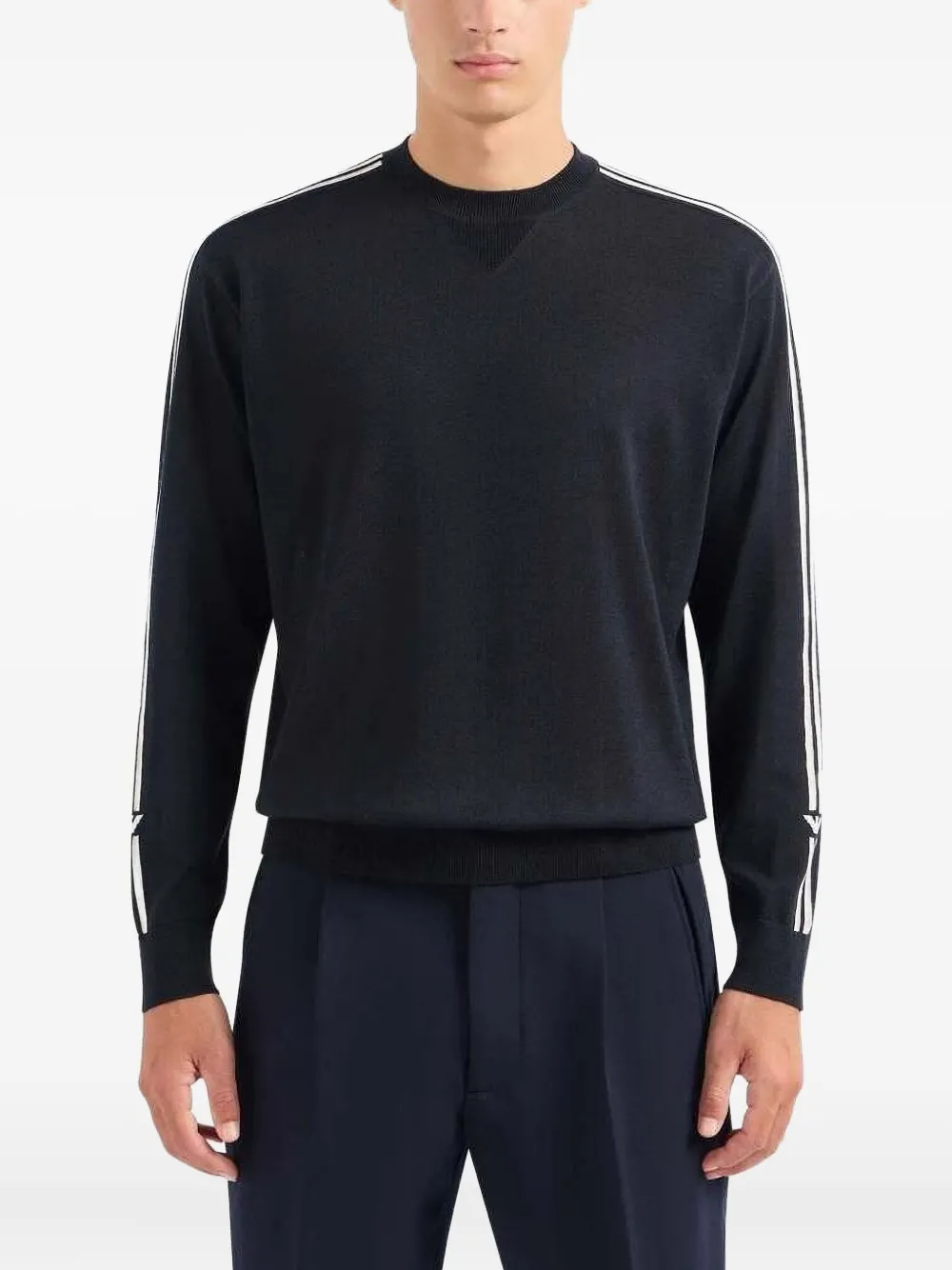 Emporio Armani Trui met ronde hals en gestreept detail Zwart