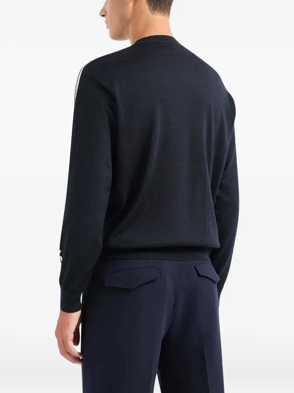Emporio Armani Trui met ronde hals en gestreept detail - Zwart