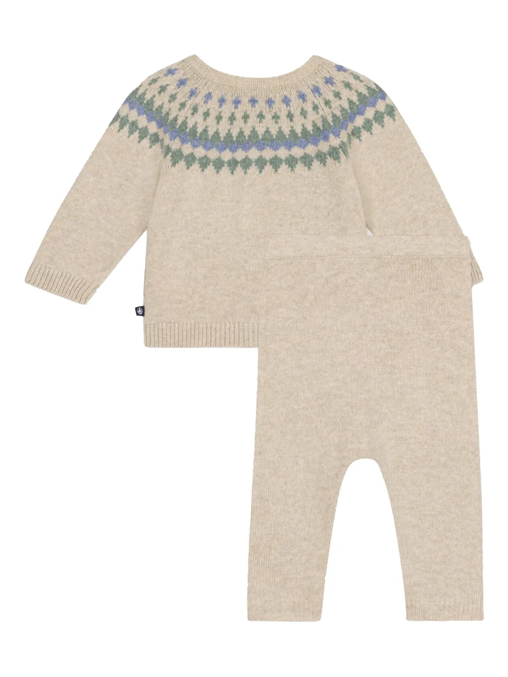 Petit Bateau Fair-isle gebreide broek set Beige
