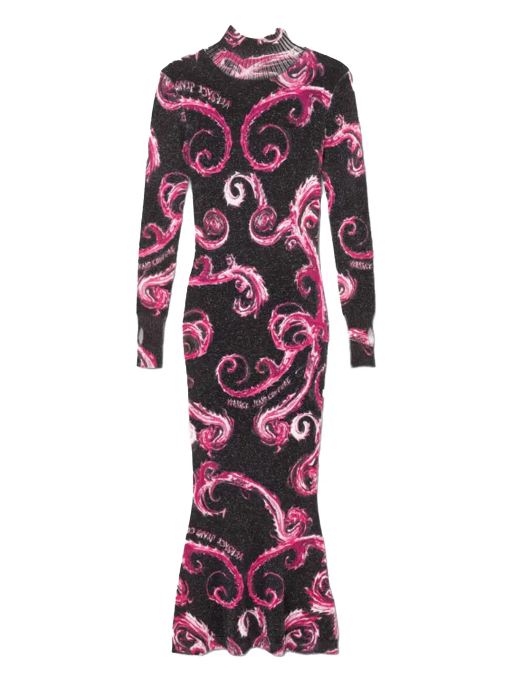 Versace Jeans Couture swirl-print high-neck midi dress Zwart