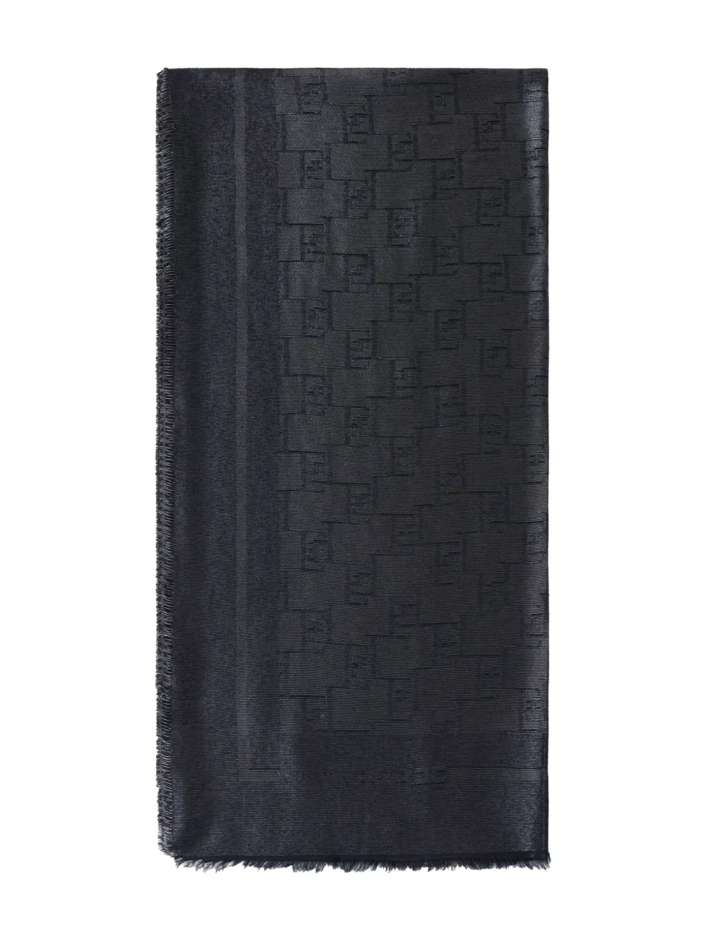 Elisabetta Franchi monogram-pattern fringed scarf Zwart