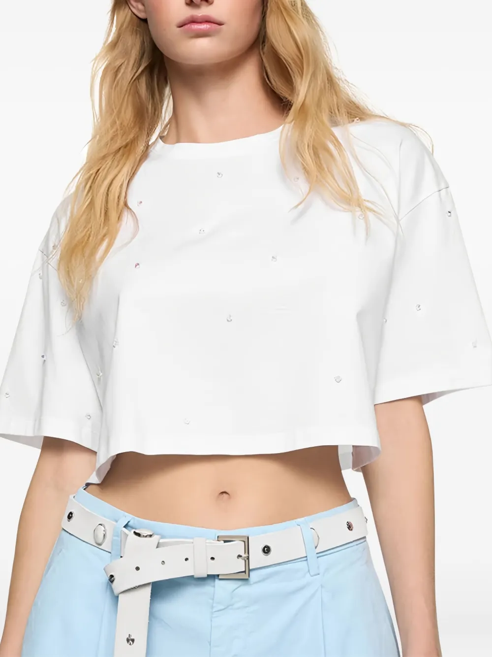DONDUP crystal-embellished T-shirt Wit
