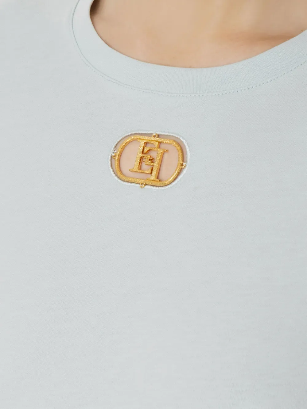 Elisabetta Franchi logo-plaque short-sleeve T-shirt Blauw