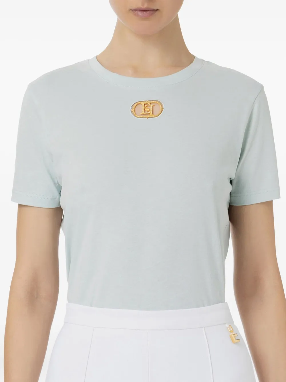 Elisabetta Franchi logo-plaque short-sleeve T-shirt Blauw