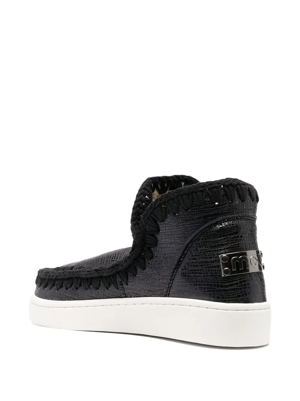 Mou grained-leather whipstitch sneakers Black