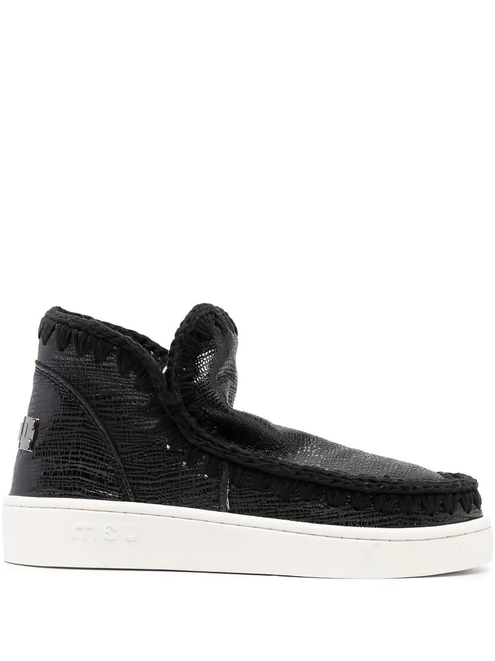 Mou grained-leather whipstitch sneakers Black