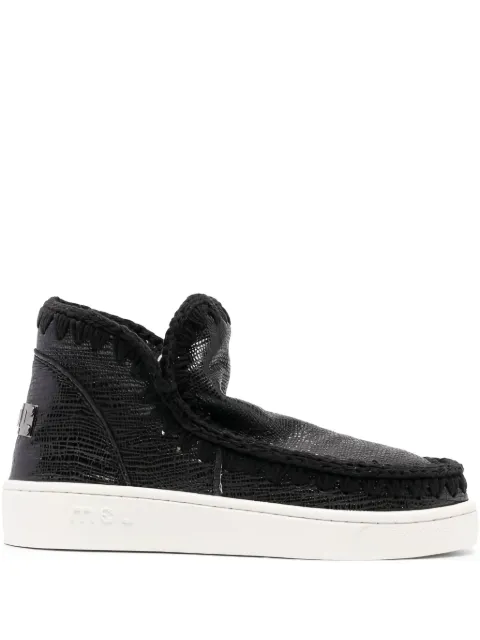 Mou grained-leather whipstitch sneakers
