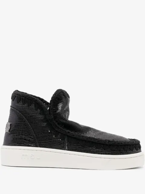 Mou grained-leather whipstitch sneakers
