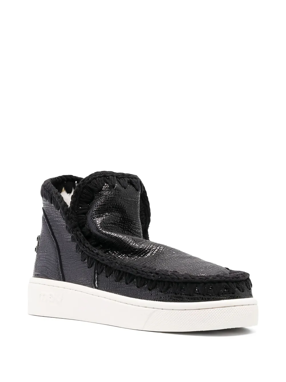 Mou Sneakers van bewerkt leer met stiksel - Zwart
