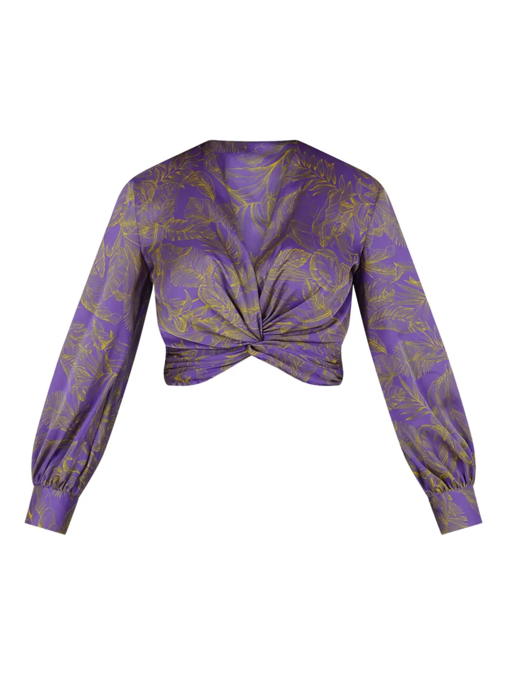 SIMONA CORSELLINI Top met bloemenprint en gedraaide voorkant Paars