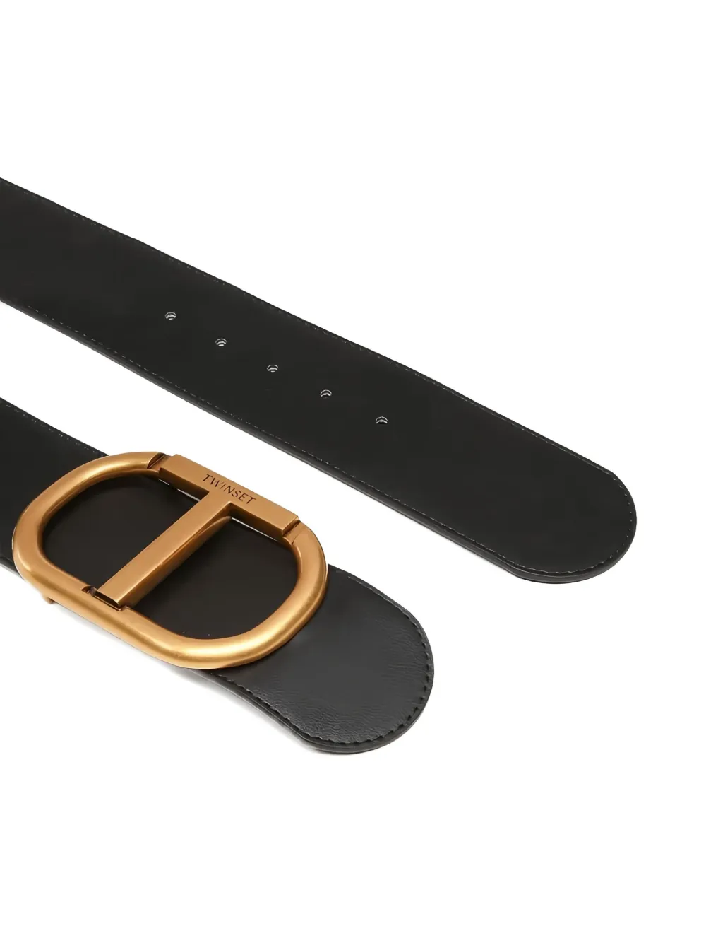 TWINSET oval-buckle leather belt - Zwart