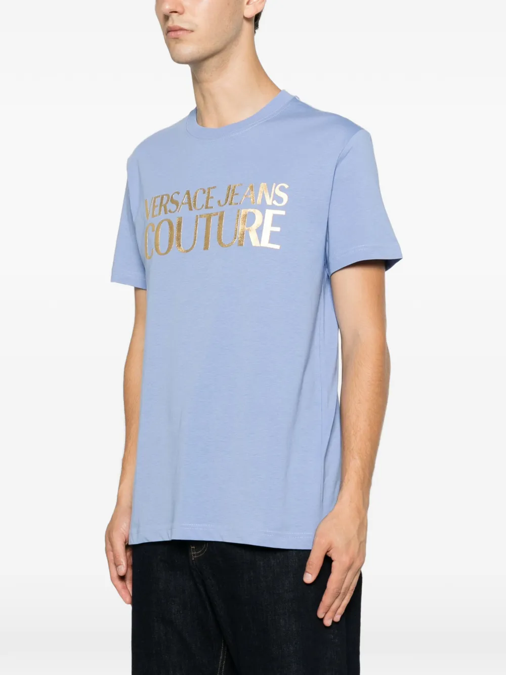 Versace Jeans Couture T-shirt met logoprint Blauw