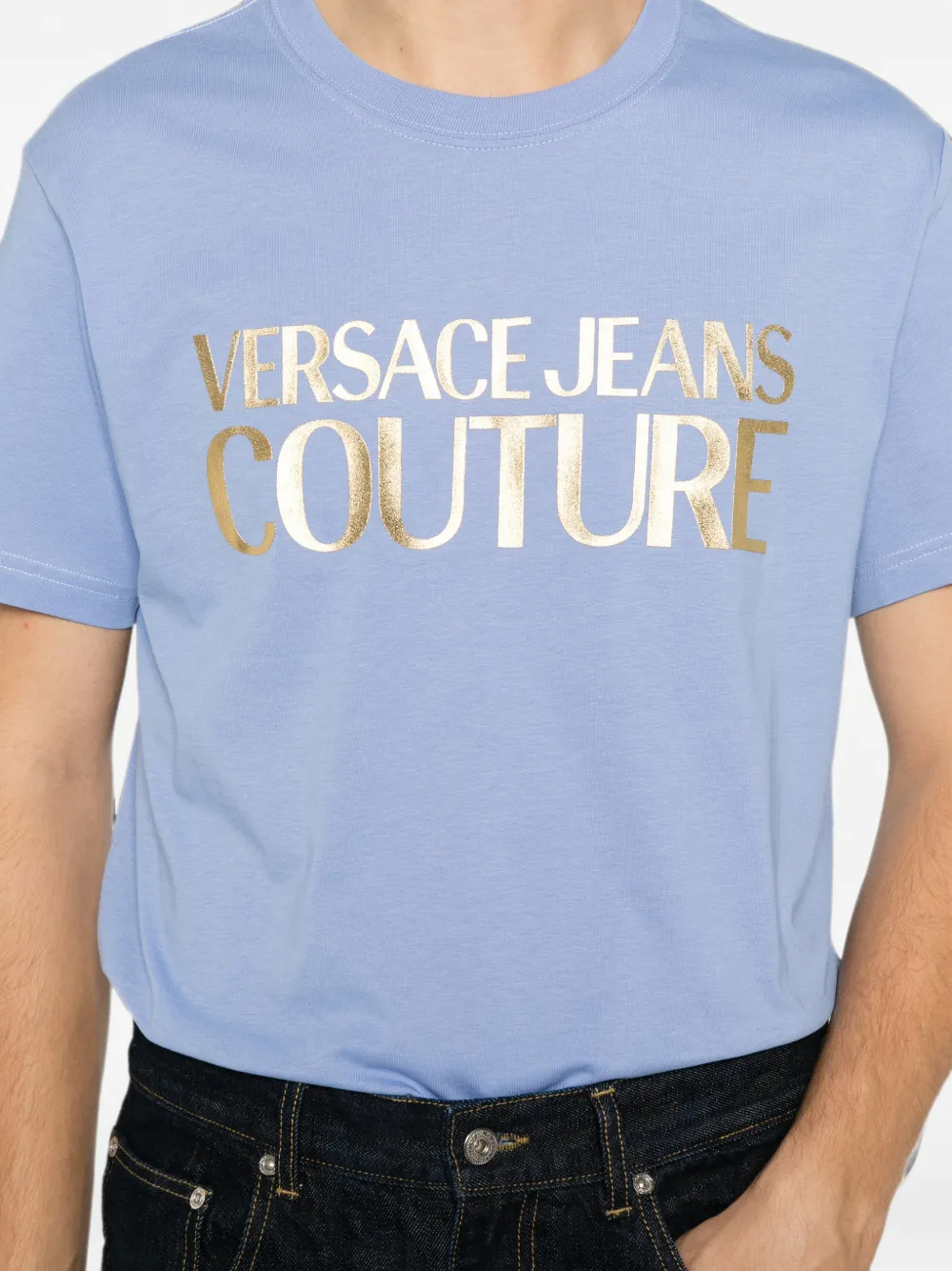 Versace Jeans Couture T-shirt met logoprint Blauw