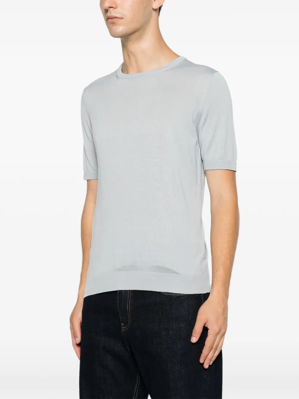 Tagliatore Josh gebreid T-shirt Blauw
