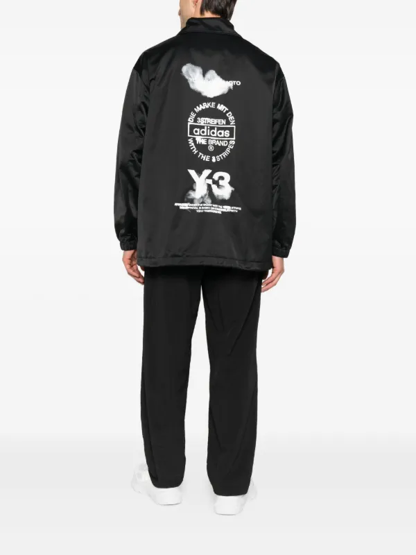 ジャケット・アウター Y-3 3BRANDS STACKED LOGO MODS COAT Y-3 logo-print Shirt Jacket | Black | FARFETCH RO