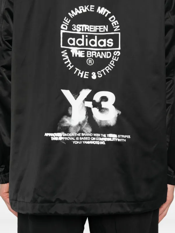 ジャケット・アウター Y-3 3BRANDS STACKED LOGO MODS COAT Y-3 logo-print Shirt Jacket | Black | FARFETCH RO