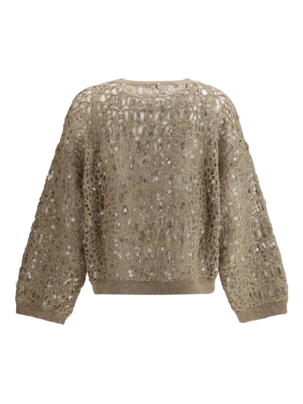 Brunello Cucinelli Opengebreide trui verfraaid met pailletten Beige