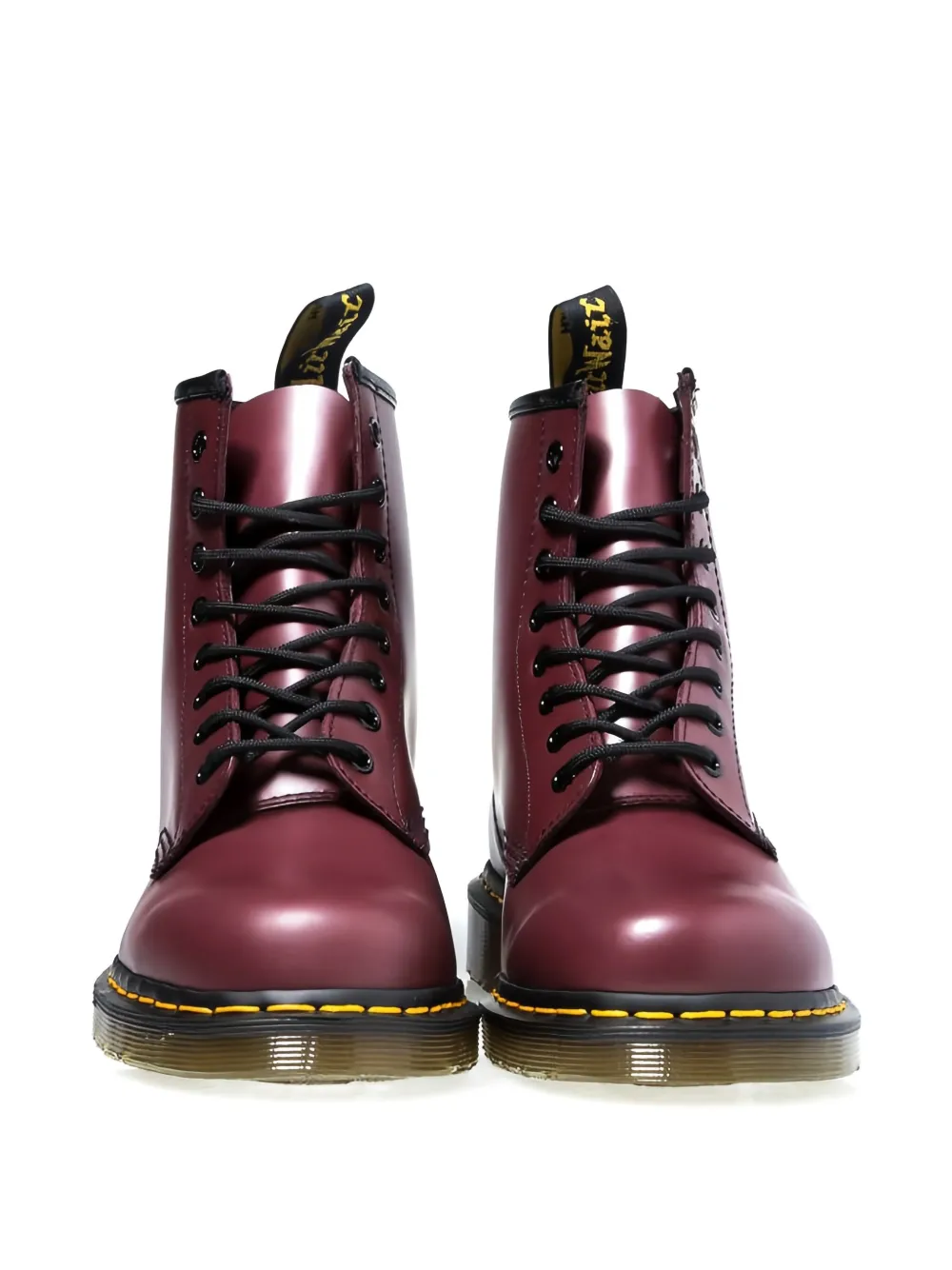 Dr. Martens lace-up leather boots Red